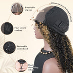 1B/30 Highlight Kinky Curly 7x6 Pre Cut Lace Glueless Wig 4C Baby Hair Wear and Go Wig 180% Density Human Hair Wigs Beginner Friendly