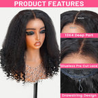 Menglle 250% Density Yaki Straight With Spiral Curl 13x4 Lace Front Wig Pre Cut Lace Glueless Ready to Wear Human Hair Wigs#Outdoorfun