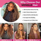 P4/27 Honey Blonde Wig Human Hair Deep Wave Highlight 13x6 Lace Front Wigs Human Hair 180 Density Pre-Plucked Ombre Lace Frontal Wigs  100% Human Hair Deep Wave Wig