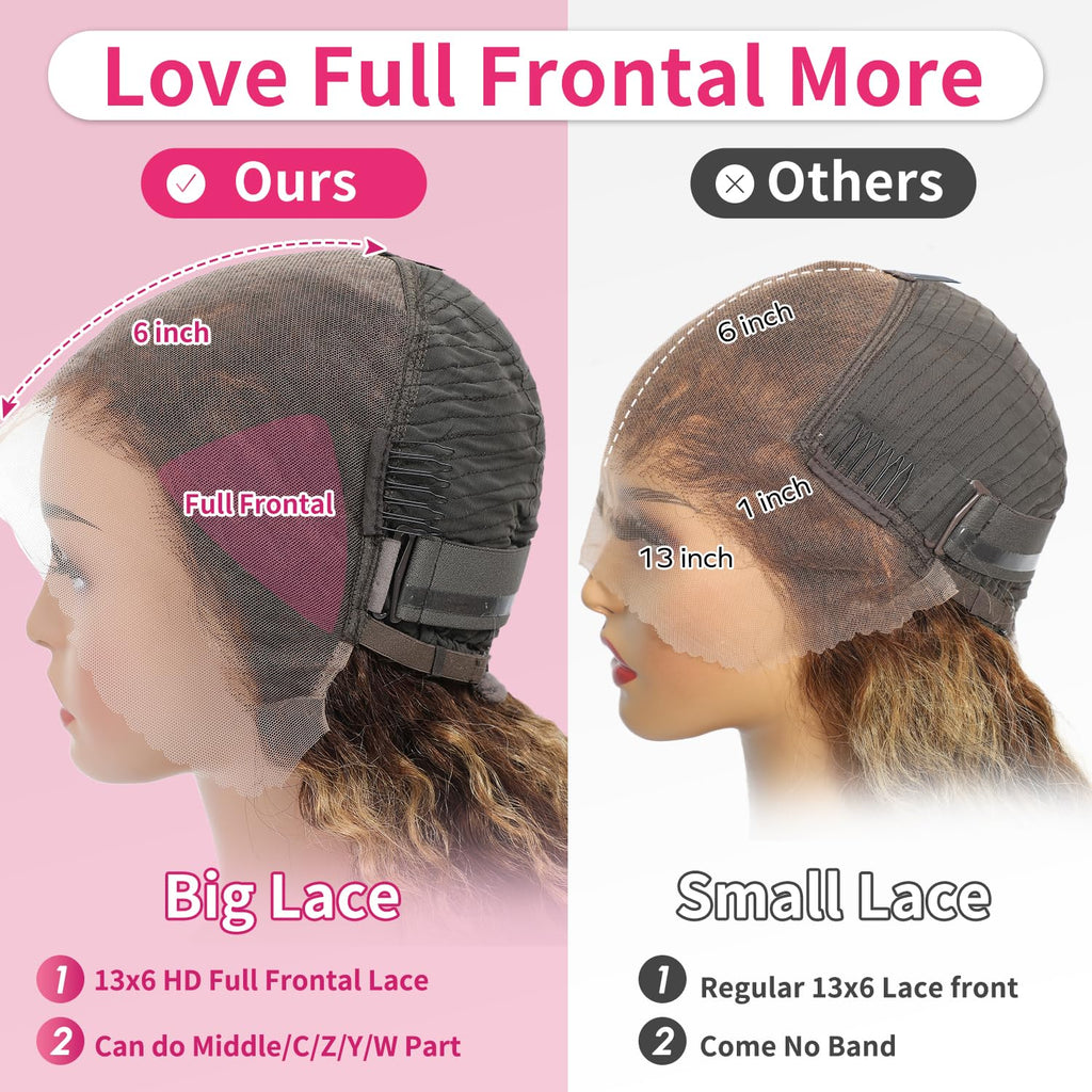 4/27 Highlight Water Wave 13x6 Lace Front Wig Human Hair P4/27 Honey Blonde Wig Human Hair Wet and Wavy HD Transparent Lace Frontal Wigs for Women Pre Plucked