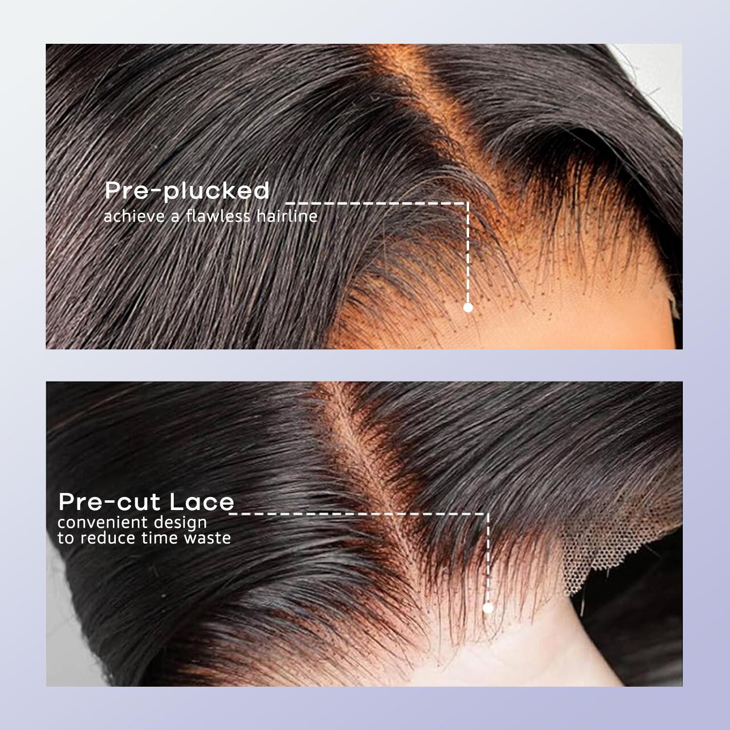 [Upgraded 7x6 Lace] Menglle Hair Side Part Glueless Layered Cut Loose Wave 7×6 Pre Cut Lace Human Hair Wigs Shoulder Length Short Bob Wig Pre Hair styled#springfresh#GiftedInLove