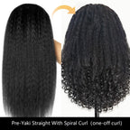 Menglle 250% Density Yaki Straight With Spiral Curl 13x4 Lace Front Wig Pre Cut Lace Glueless Ready to Wear Human Hair Wigs#Outdoorfun