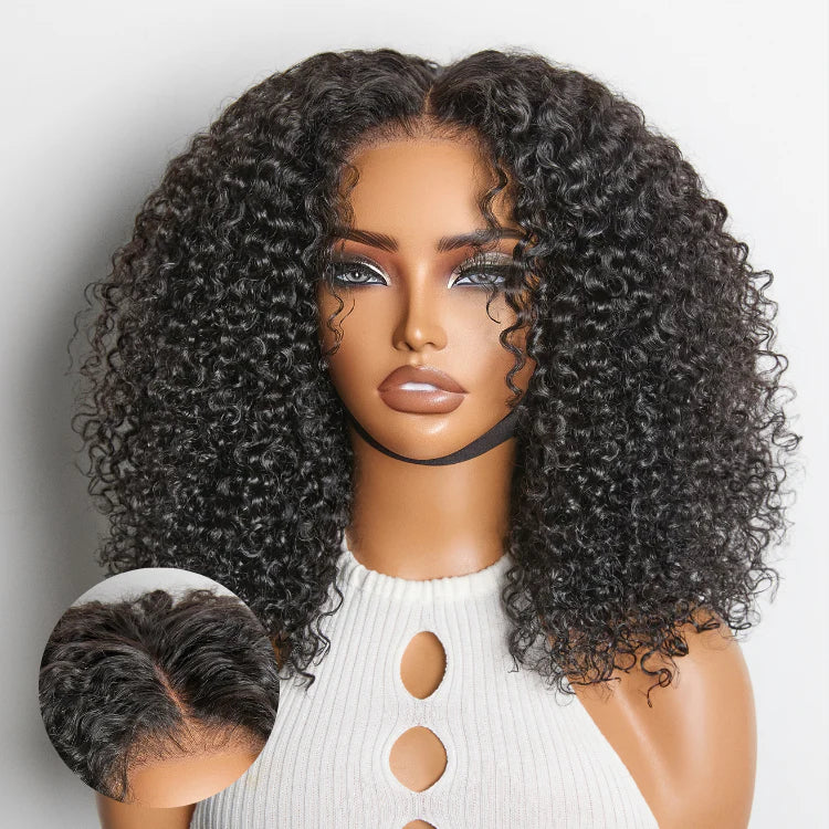 Glueless 7x6 Closure Pre-Cut Lace Afro Curly Wig Flexi-Fit Drawstring Cap Beginner Friendly 200% Density