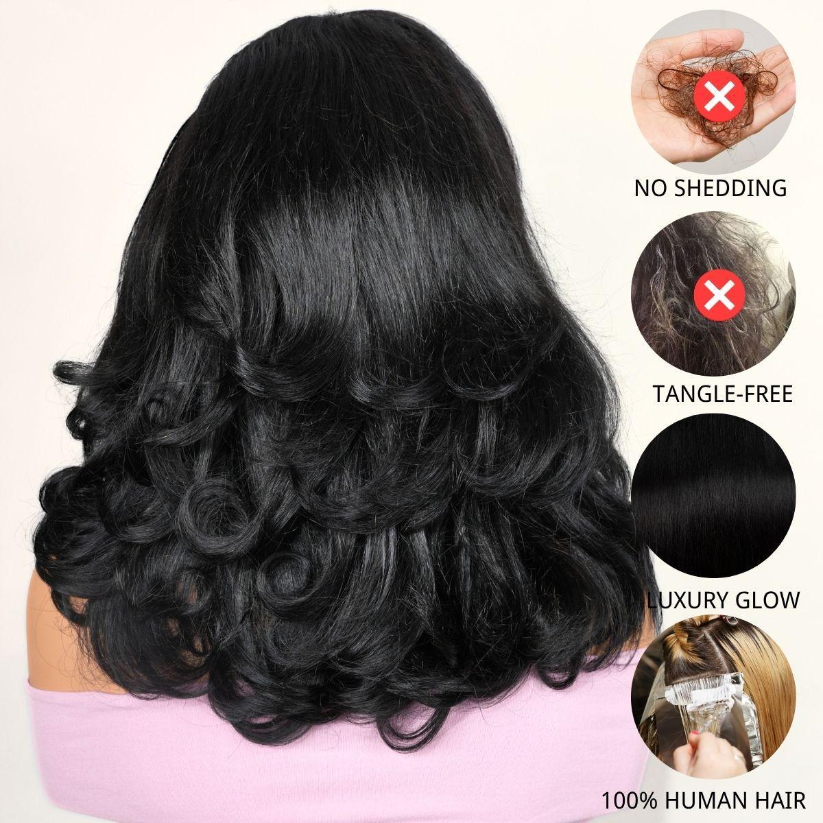 [Upgraded 7x6 Lace] Menglle Hair Side Part Glueless Layered Cut Loose Wave 7×6 Pre Cut Lace Human Hair Wigs Shoulder Length Short Bob Wig Pre Hair styled#springfresh#GiftedInLove