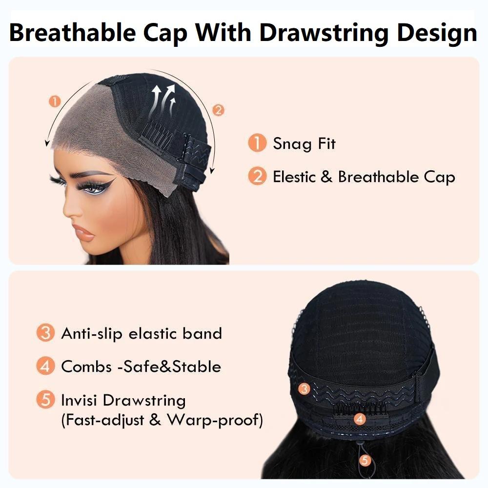 Menglle 250% Density Yaki Straight With Spiral Curl 13x4 Lace Front Wig Pre Cut Lace Glueless Ready to Wear Human Hair Wigs#Outdoorfun