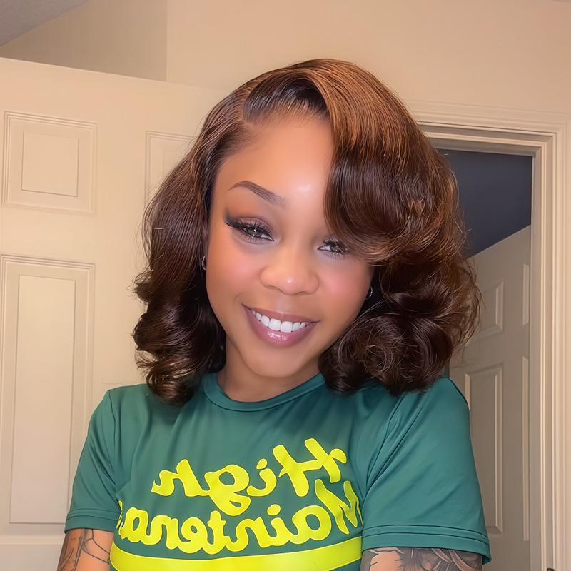 [Upgraded 7x6 Lace] Menglle Hair Glueless Pre Cut Lace 7X6 Bouncy Body Wave Lace Front Wigs Ready To Go Short Bob Human Hair Wigs Side Part Beginner Friendly#springfresh#GiftedInLove